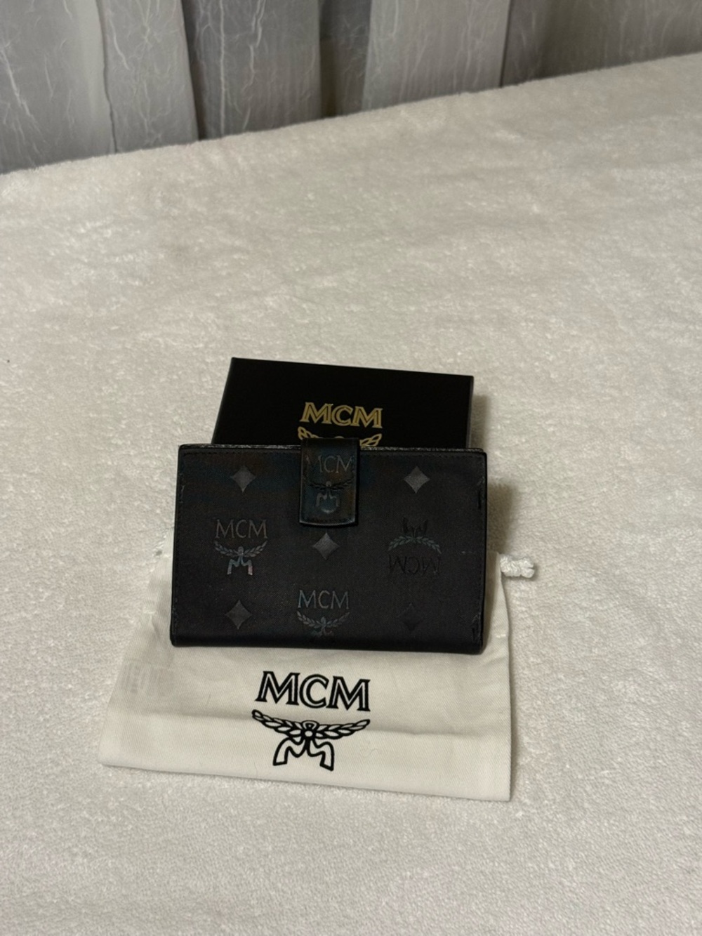 Vintage MCM  Made in Germany Black Logo Snap Tab Wallet